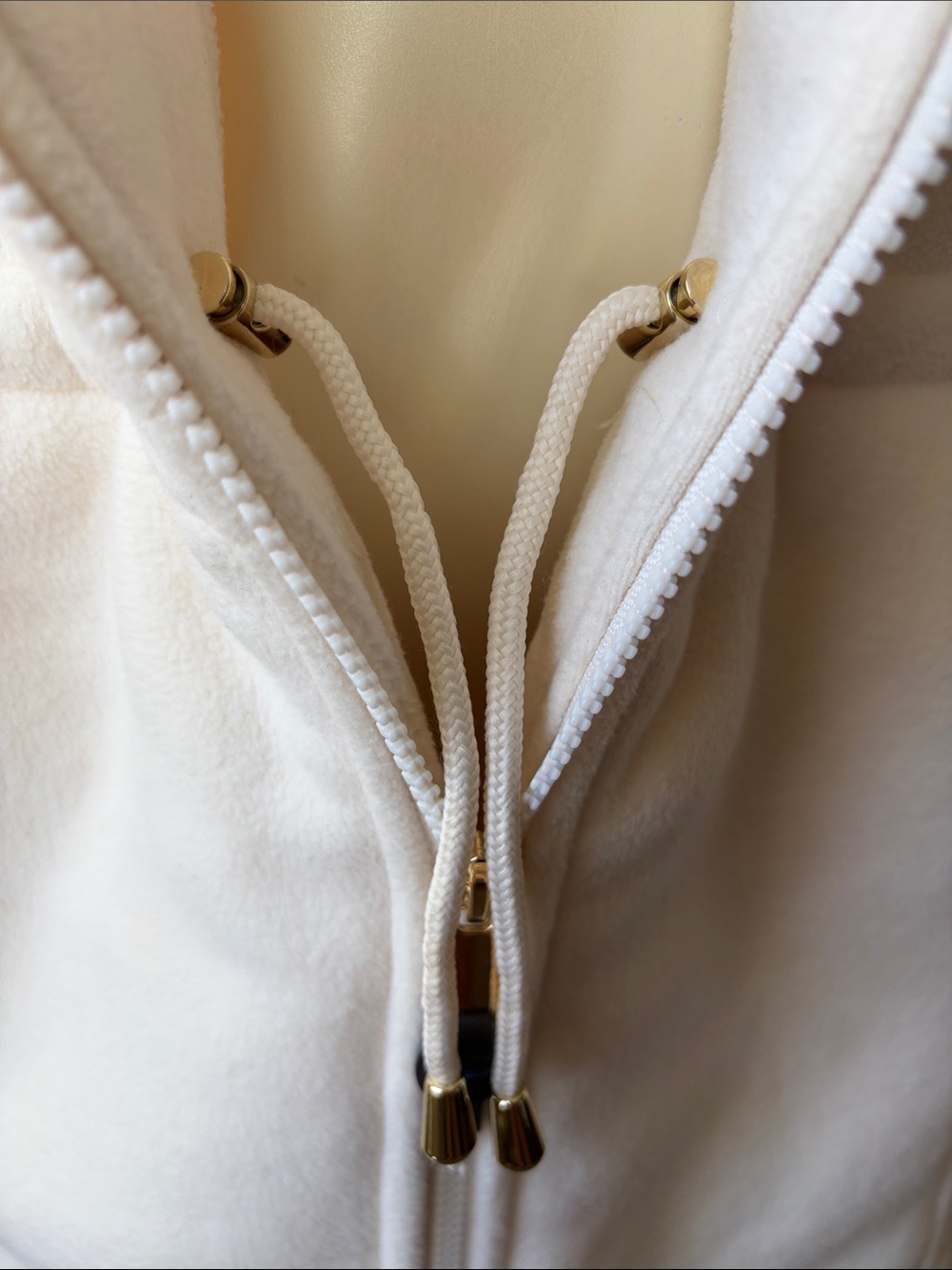 *Madison Cream Hooded Teddy Fleece Jacket with Drawstring Waist NWT - Picture 9 of 12